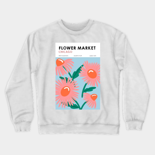 Chicago Flower Market Print Crewneck Sweatshirt by mckhowdesign